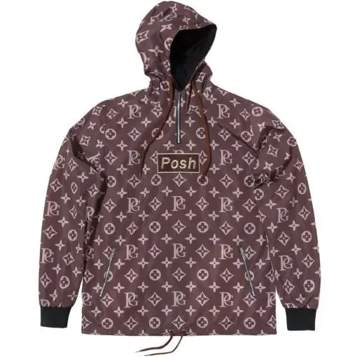 POSH Posh LV_SPRM Windbreaker Hoodie Jacket Brown 2XL