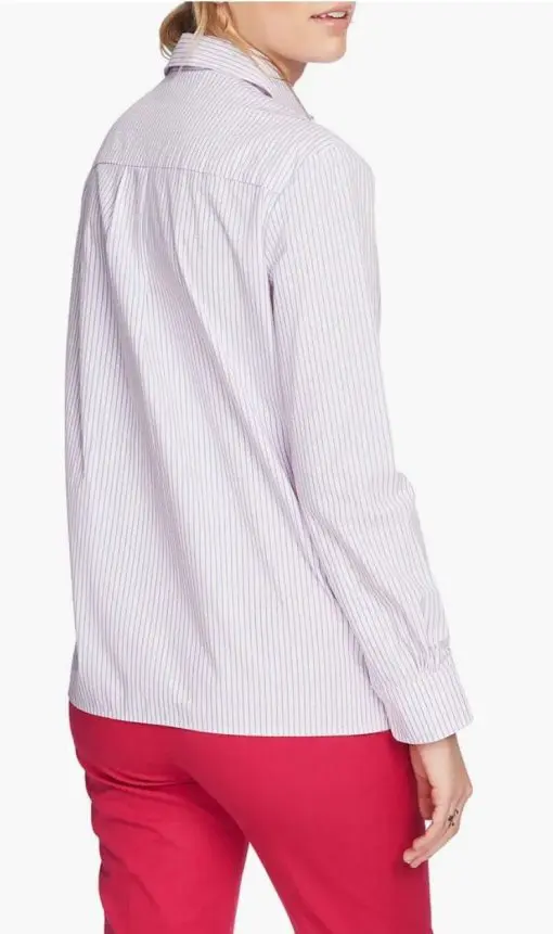 Preppy Embroidered Stripe Shirt In Chambray Pink 2X - Image 2