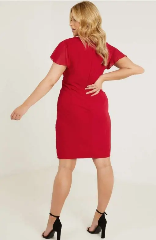 QUIZ Curves Red Chiffon Knot Front Dress 8 - Image 2