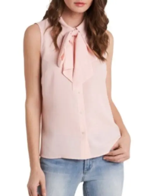 Riley & Rae Camryn Tie-Neck Sleeveless Blouse S