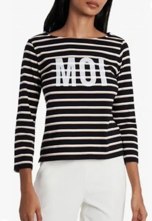 Riley & Rae Pippa Moi Striped Top, XXS Rich Black