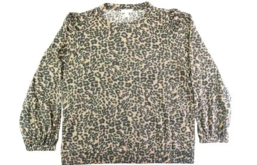 Riley & Rae Women's Animal Print Waffle Pullover Sweater S - Image 2