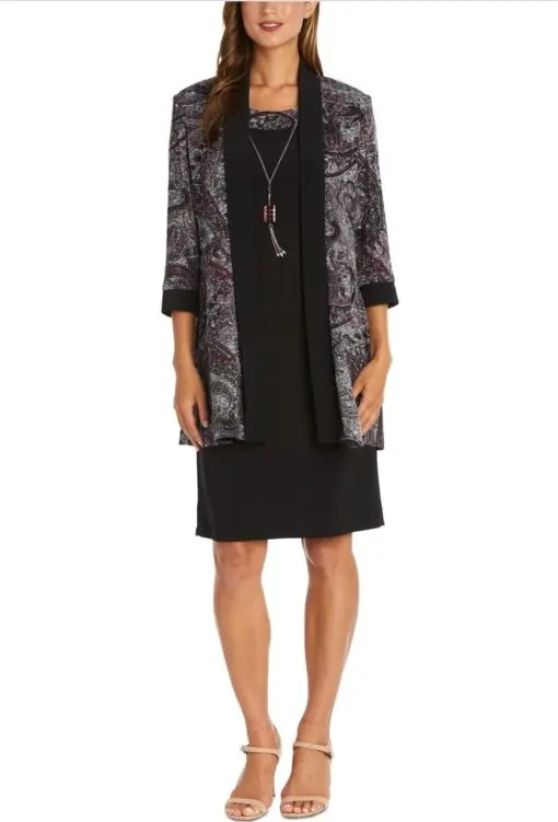 R&m Richards Women's Two-Piece Printed Jacket and Dress Set, 18W