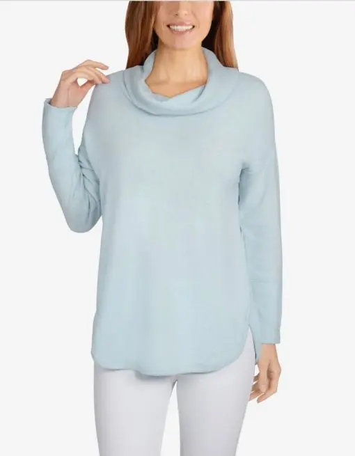 Ruby Rd. Petite Heather Knit Drawstring Pullover Top PXL