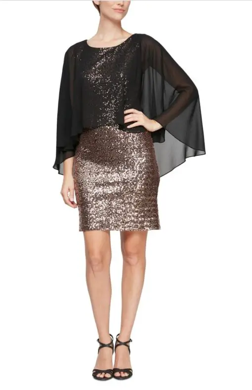 SLNY Womens Chiffon Sequined Cocktail and Party Dress 10