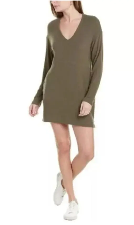 Soft knit construction adds a warm style to this long sleeve dress with relaxed drop shoulders S - Image 2