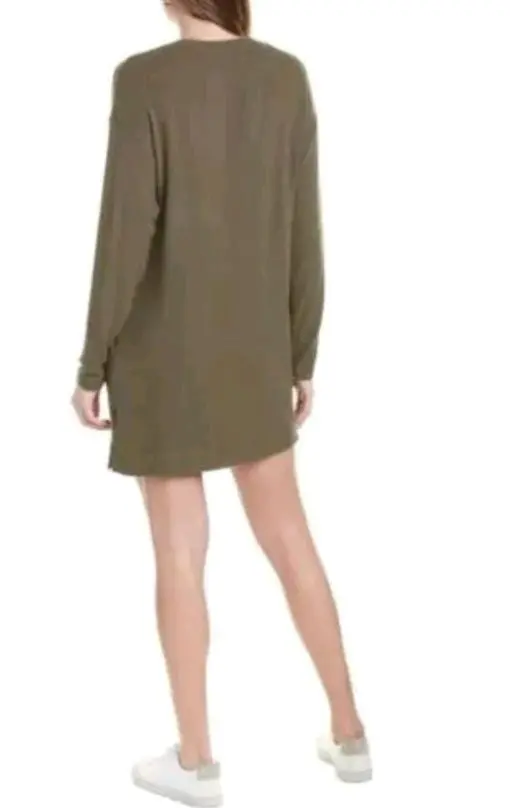 Soft knit construction adds a warm style to this long sleeve dress with relaxed drop shoulders S - Image 3