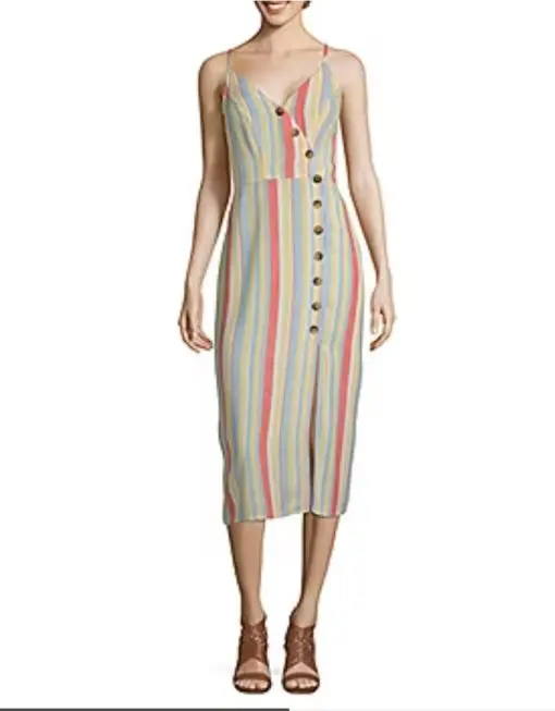 Speechless Stripe Button Midi
Dress SIZES