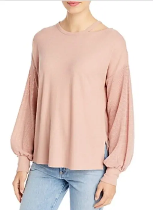 Status by Chenault Mixed Texture Long-Sleeve Boxy Top XL