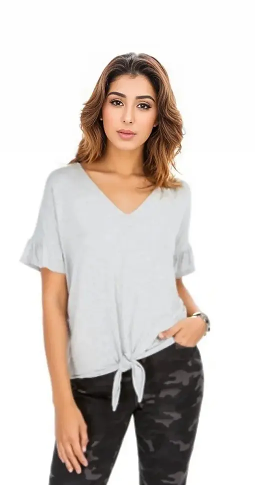 Style & Co Flutter-Sleeve Tie-Front Top, XXL