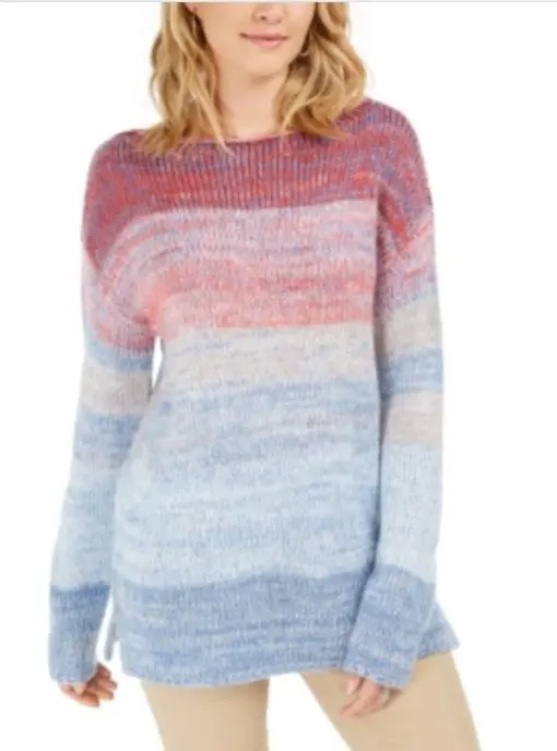 Style & Co Ombre Marled Sweater, L Dawn Ombre Multi