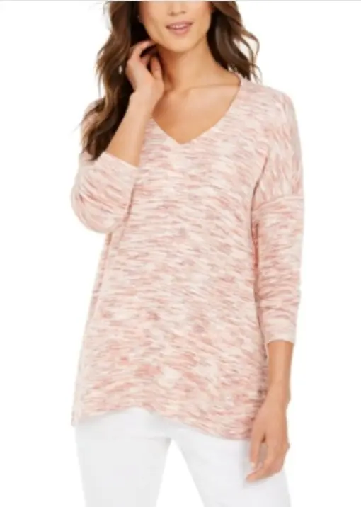 Style & Co Space-Dye Dropped-Shoulder Knit Top, L