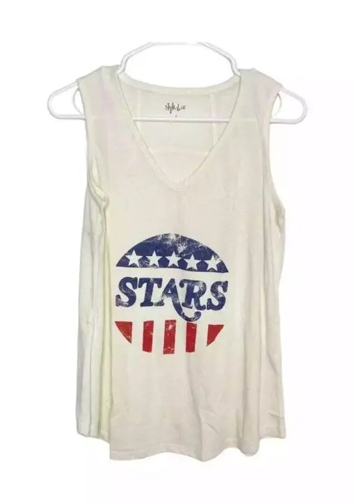 Style & Co star tank top size small NWT patriotic sleeveless soft casual cream SIZEXL