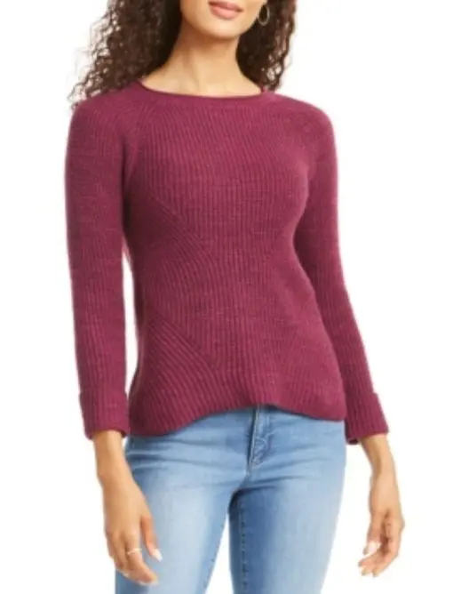 Style & Co Women S Crewneck Marled Sweater Med Purple Size XX Large