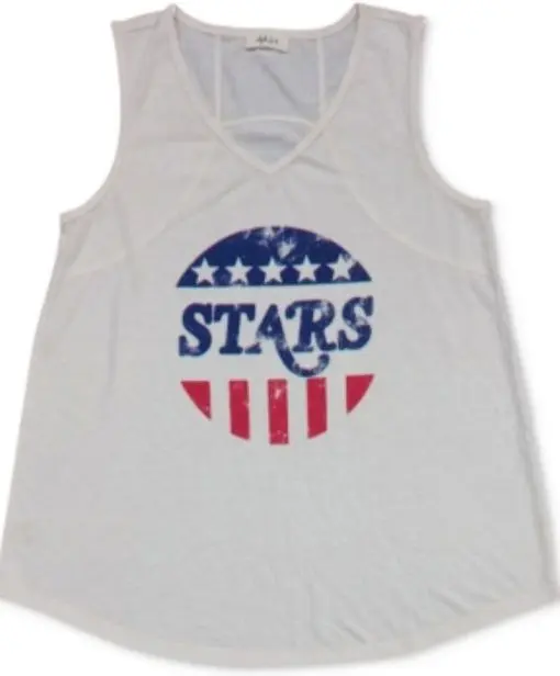 Style & Co. Womens American Stars V-Neck Sleeveless Tank Top Ivory XL