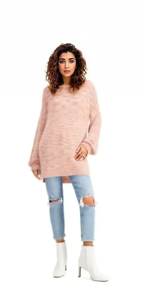 SUN+ MOON Womens Pink Pouf Tunic Sweater M