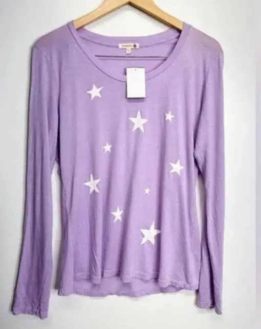 Sundry Star Print Long Sleeve Crew Neck T-Shirt Top Size 3