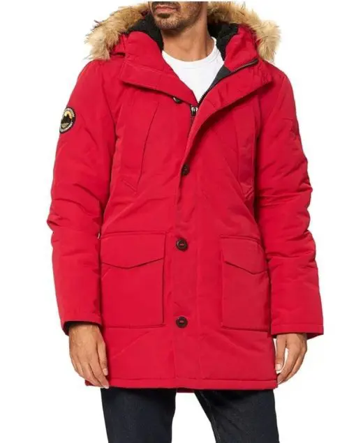 Superdry Men's Everest Parka Coat Red Size: XL