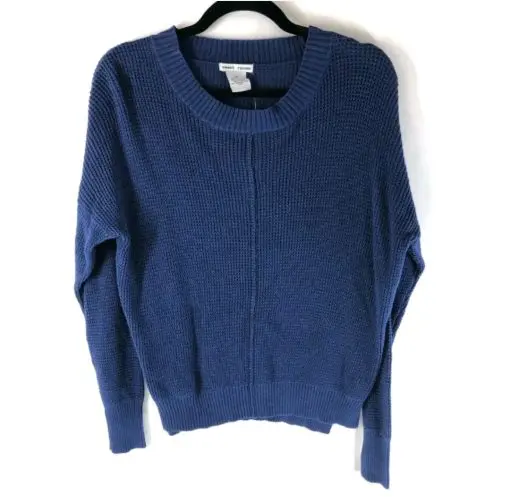 Sweet Romeo Womens Sweater Soft Oversized Waffle Knit Scoop Neck Blue Size L