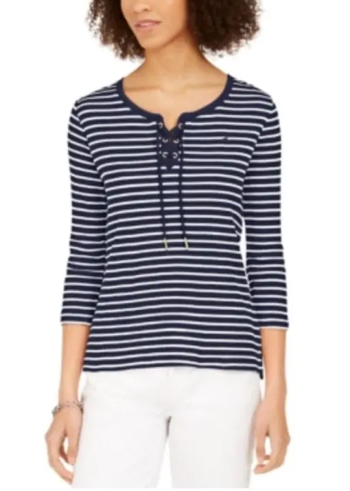 tommy hilfiger cotton ribbed lace-up top SIZEL