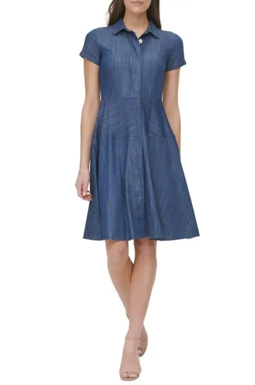 Tommy Hilfiger Petite Chambray Shirtdress - Dark Benson 4P