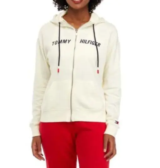 Tommy Hilfiger Sport Women's Zip Front Hoodie with Embroidered Logo, Large