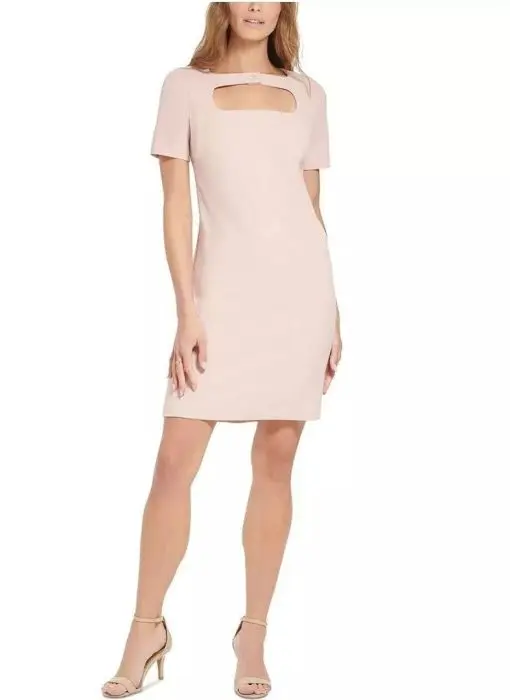 TOMMY HILFIGER WOMENS CUT-OUT MINI CREPE SHEATH DRESS 6