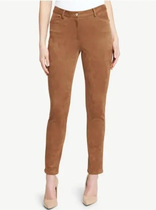 TOMMY HILFIGER Womens New Brown Faux Suede Skinny Pants 4