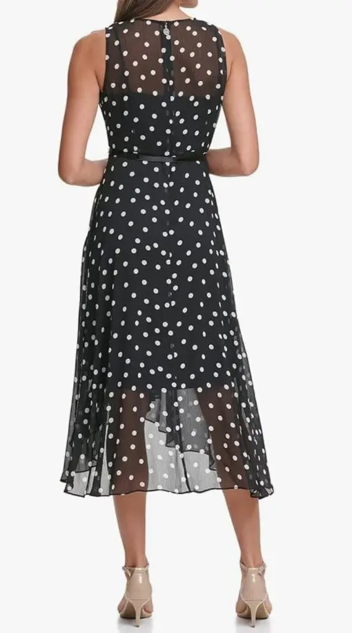 Tommy Hilfiger Women's Sleeveless Keyhole Dot Print Chiffon Dress 6P - Image 2