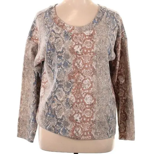 Tribal Long Sleeve T-Shirt: Brown Tops - Women's Size P/S