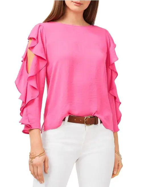 VINCE CAMUTO Ruffled Sleeve Top XS