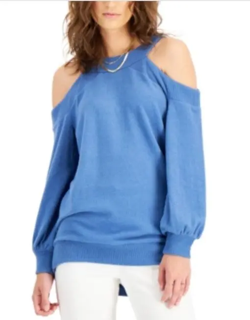 Willow Drive Ribbed Cold-Shoulder Sweatshirt L