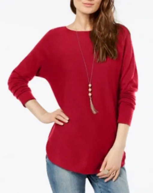 Women S Sweater Cherry Ribbed Knit Shirttail Tunic XL