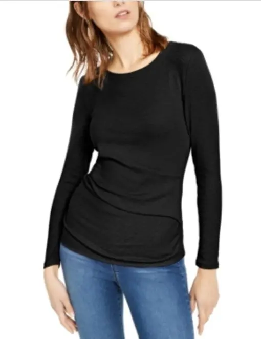 Women S Top Plus Knit Long-Sleeve Draped T-Shirt XXL