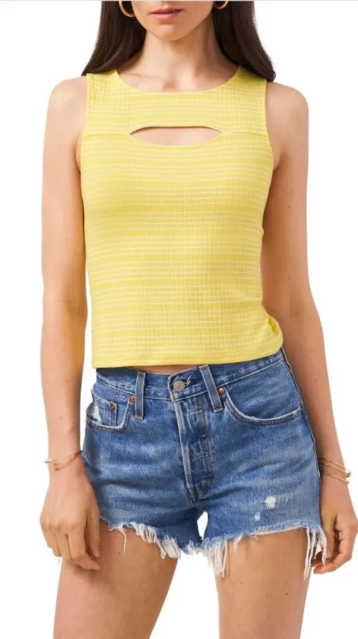 Women's 1.state Keyhole Cutout Sleeveless Top, Size X-Large - Yellow