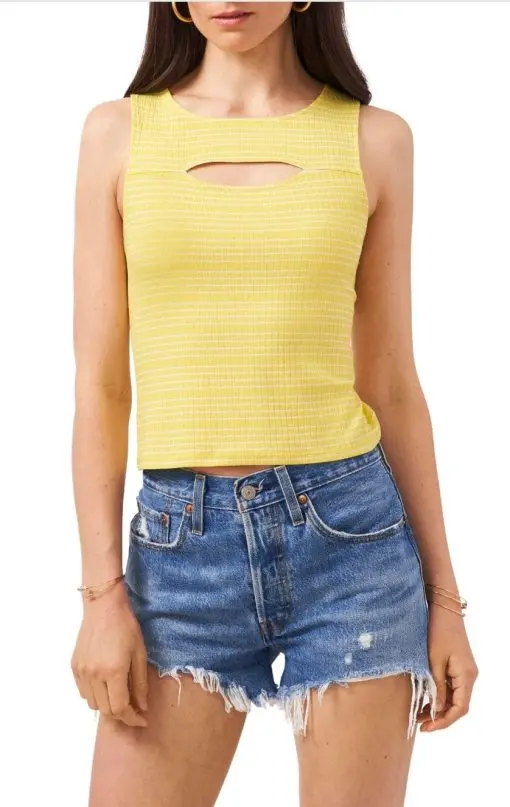 Women's 1.state Keyhole Cutout Sleeveless Top, Size X-Large - Yellow