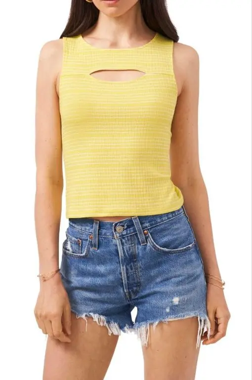 Women's 1.state Keyhole Cutout Sleeveless Top, Size X-Large - Yellow XL