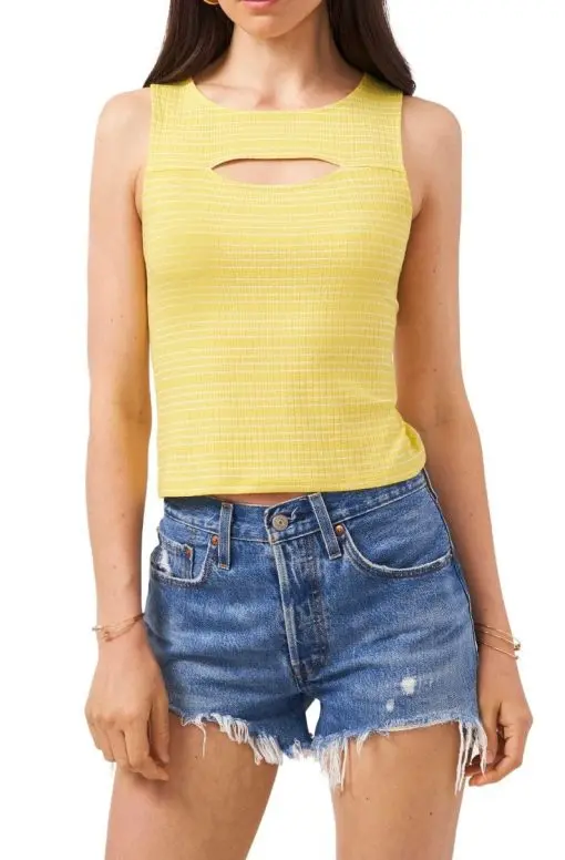 Women's 1.state Keyhole Cutout Sleeveless Top, Size XX-Large - Yellow