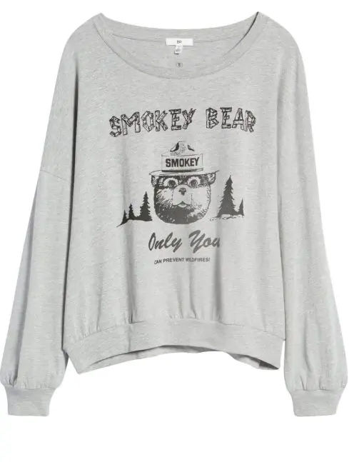 Women's Bp. Smokey Bear Sweatshirt, Size Small - Grey