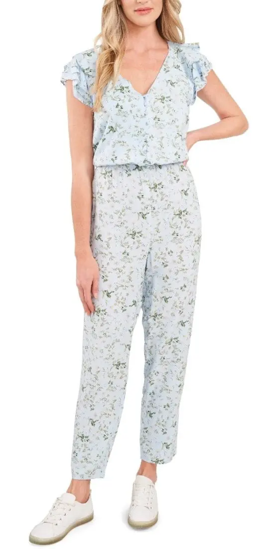 Women's Cece Floral Print Jumpsuit, Size 2 - Blue