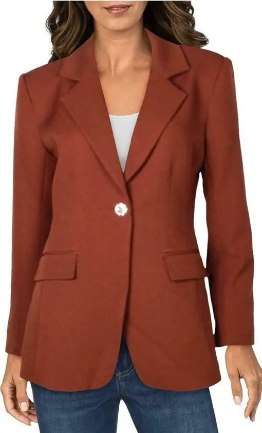 Womens Flap Pockets Work Wear One-Button Blazer