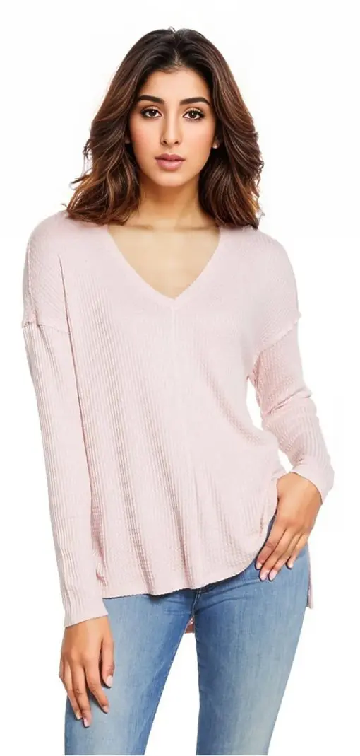 Women's Gibsonlook Thermal V-Neck Tunic, Size Small - Pink