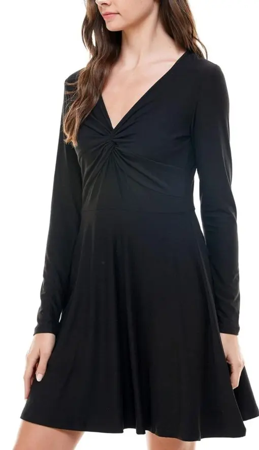 Womens Juniors Knit Short Fit & Flare Dress Black XXS - Image 3