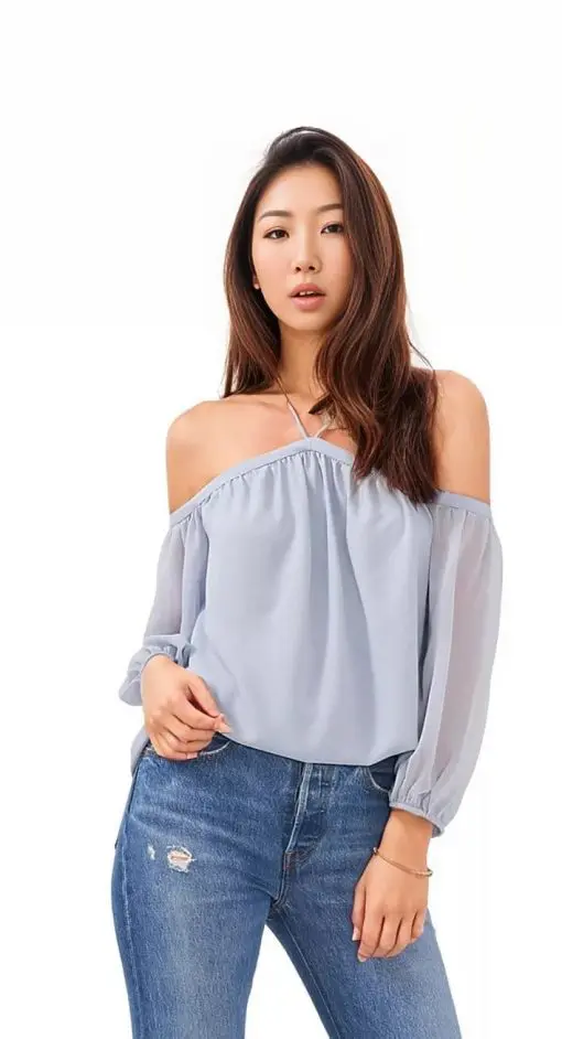 Women's Off-The-Shoulder Halter Neck Blouse L