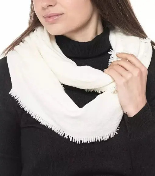 Womens Scarf Woven Chenille Loop Ivory White CHARTER CLUB -