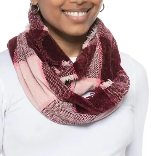 Womens Scarf Woven Chenille Loop Wine Burgundy CHARTER CLUB