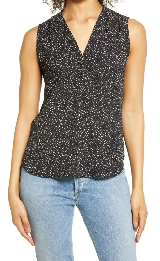 Women's Vince Camuto Modern Fleck V-Neck Sleeveless Blouse, Size X-Small - Black