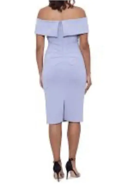 Xscape Women's Ruffled Off-the-Shoulder Sheath Dress - Sky Blue 4 - Image 2