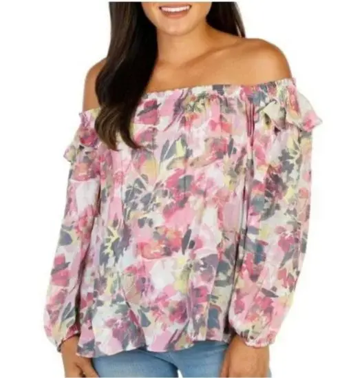 Zac & Rachel Floral Tie Dye Top - Multi Color 2X