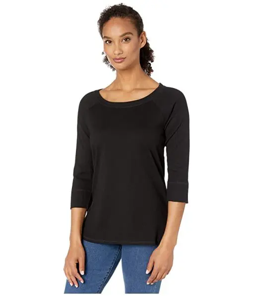 Tribal 3/4 Sleeve Crew Neck Top (Black) Women's Clothing M/M